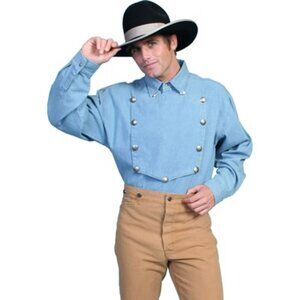 Scully - Mens Bib Front Shirt, size 2XL US mens, color blue.